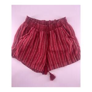 Briggs Shorts Womens Medium Red Black Drawstring Comfy Casual Stretchy